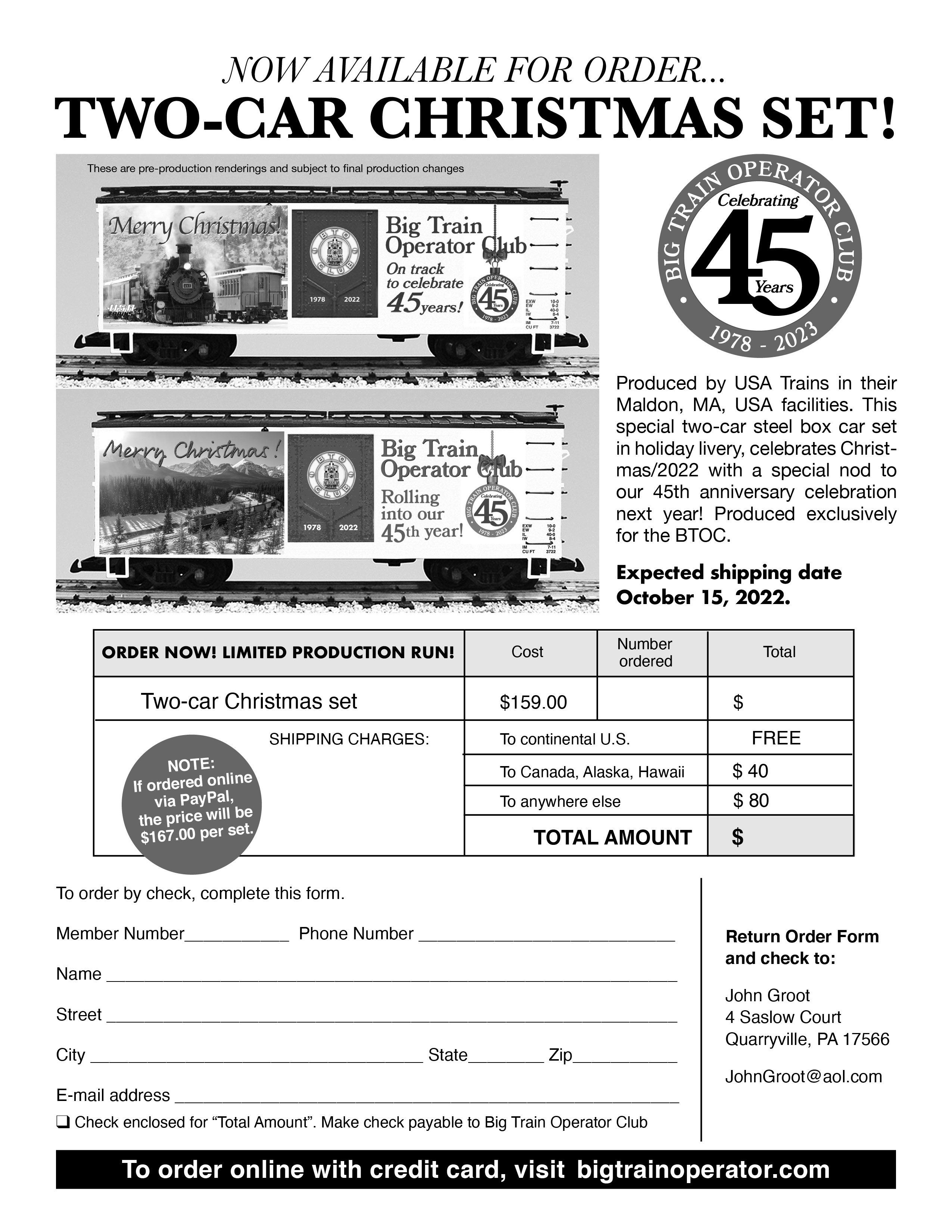 Christmas Set Order Form